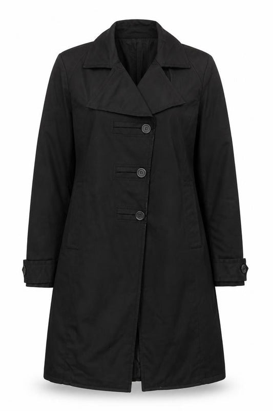 Paquito Womens Black Long Trench Coat Size 16 Cotton Blend