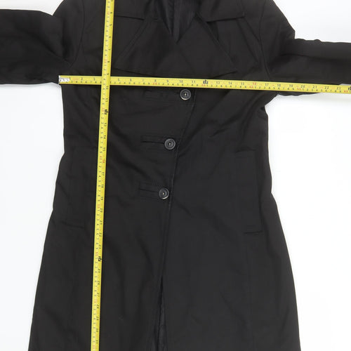 Paquito Womens Black Long Trench Coat Size 16 Cotton Blend
