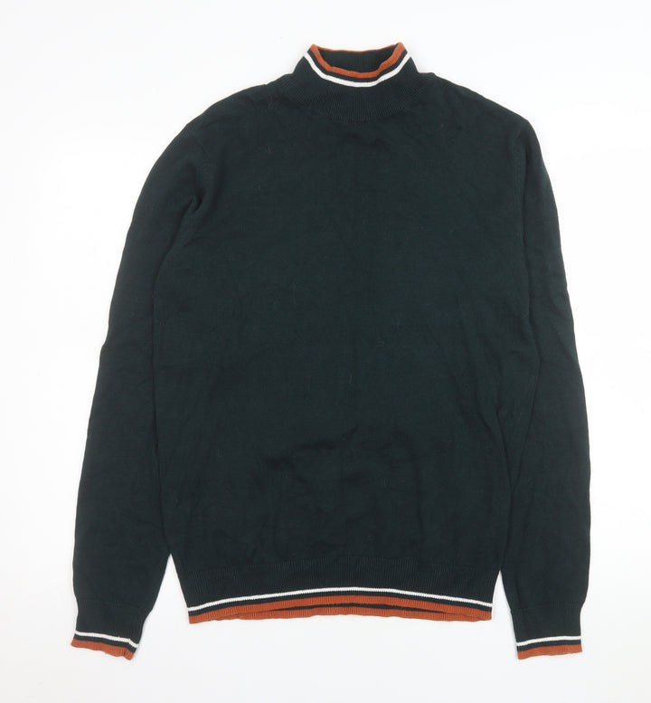 Brave Soul Men’s Green High Neck Cotton Jumper M