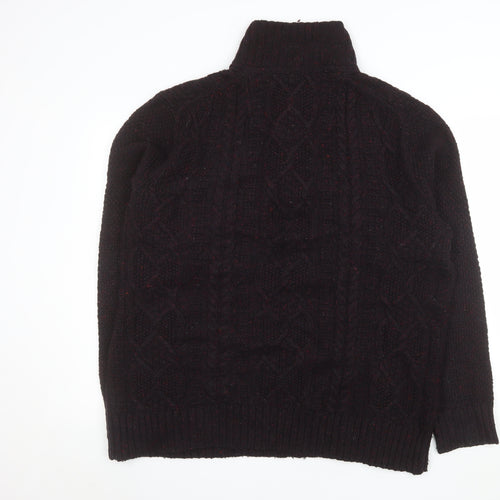 FatFace Men's Brown Cable-Knit Wool Henley Jumper XL