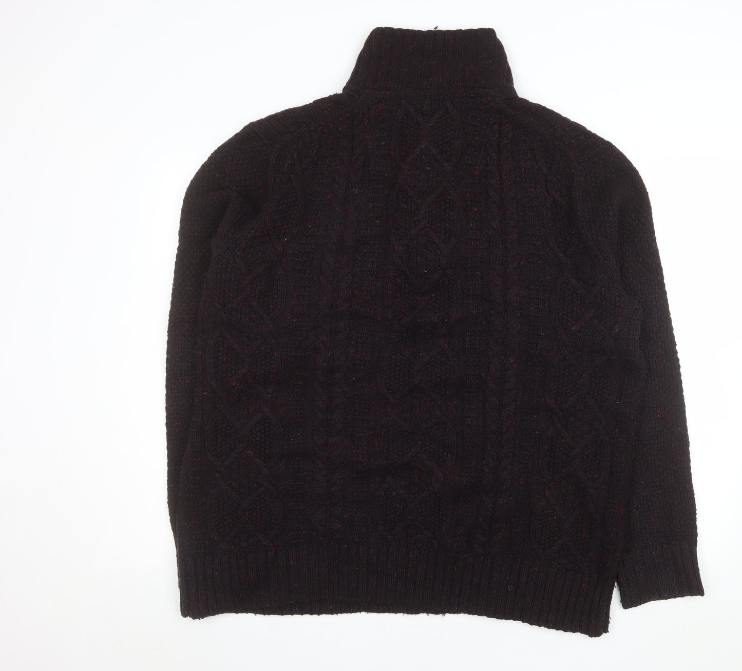 FatFace Men's Brown Cable-Knit Wool Henley Jumper XL