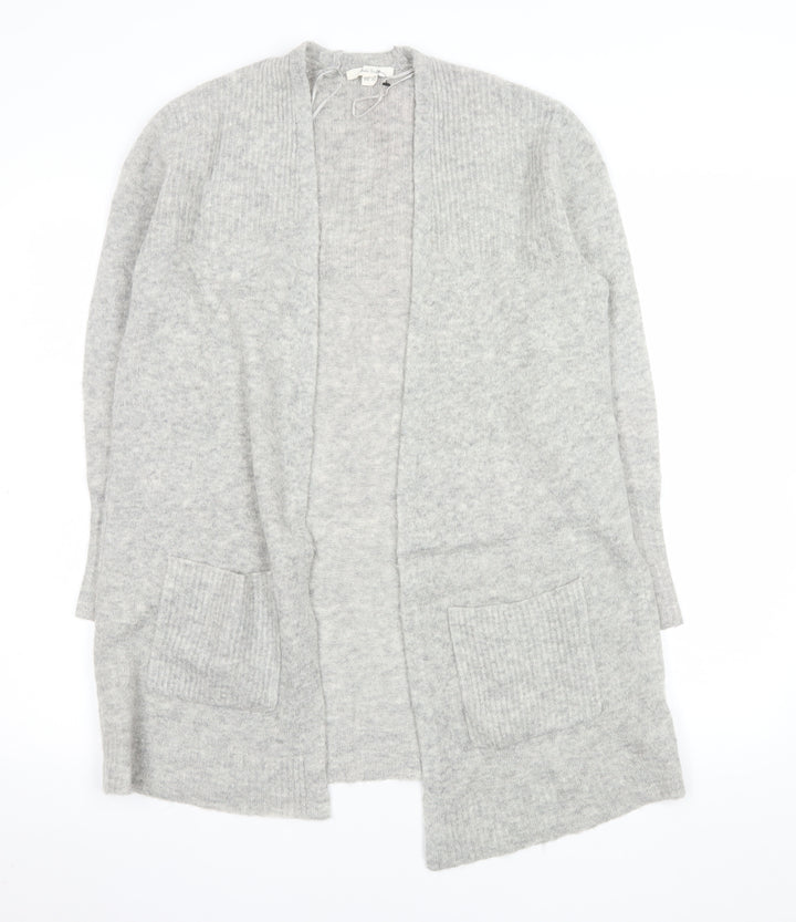 White Stuff Women’s Grey Long Sleeve Open Knit Cardigan Size 8