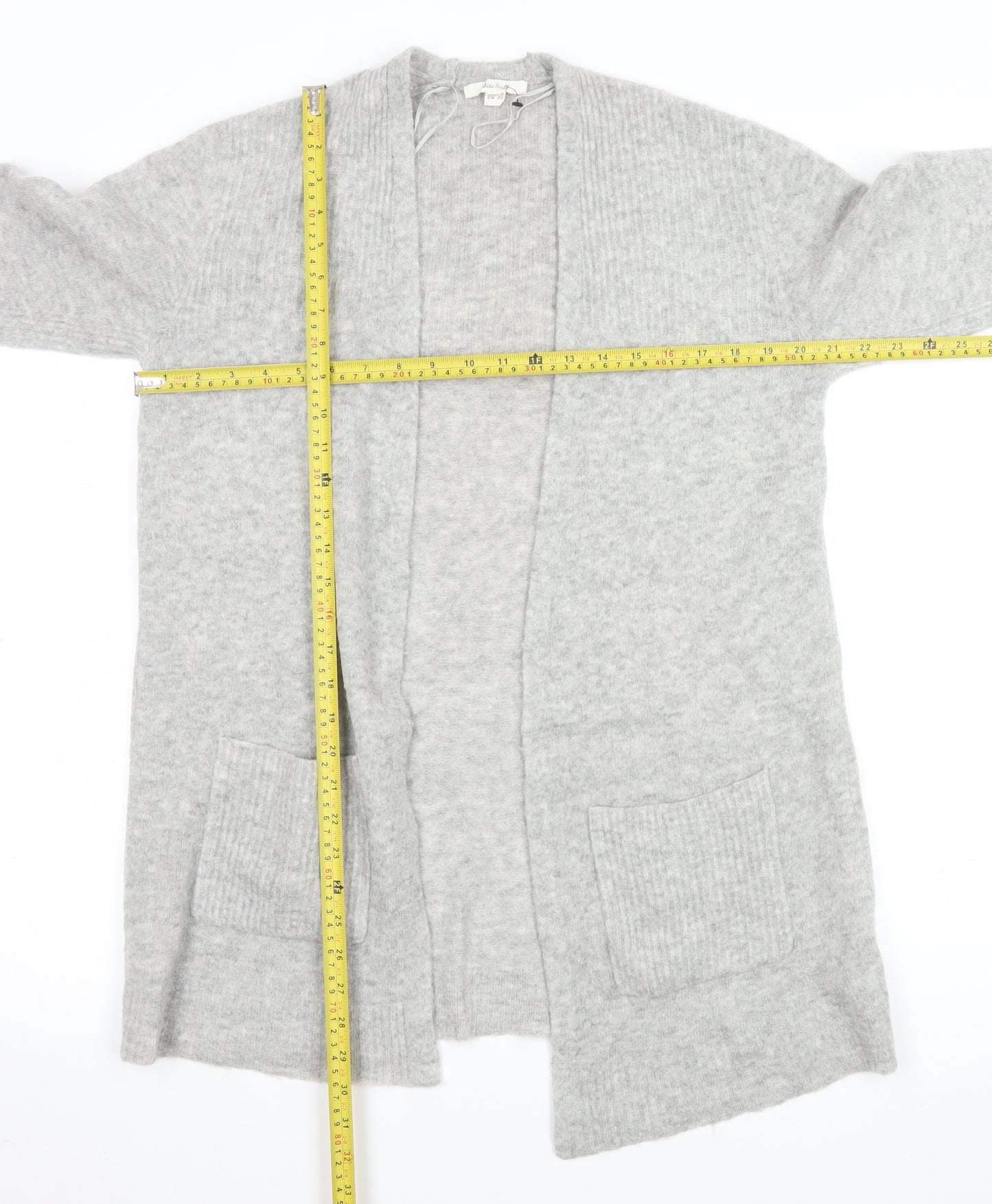 White Stuff Women’s Grey Long Sleeve Open Knit Cardigan Size 8