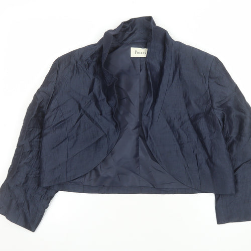 Precis Womens Blue Linen Blend Cropped Blazer UK 16 Shawl Collar