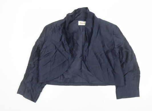 Precis Womens Blue Linen Blend Cropped Blazer UK 16 Shawl Collar