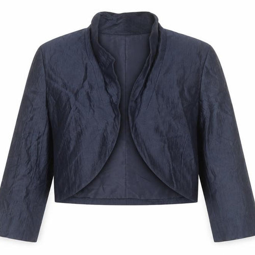 Precis Womens Blue Linen Blend Cropped Blazer UK 16 Shawl Collar