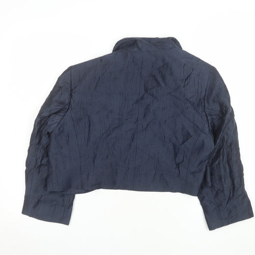Precis Womens Blue Linen Blend Cropped Blazer UK 16 Shawl Collar