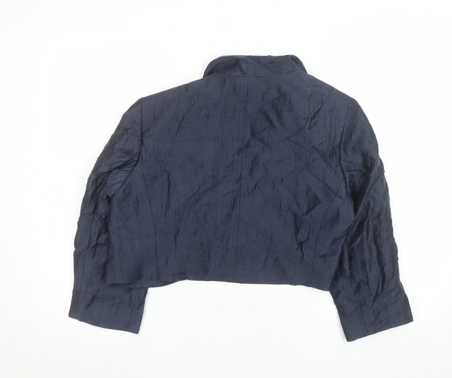 Precis Womens Blue Linen Blend Cropped Blazer UK 16 Shawl Collar