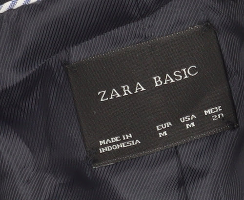 Zara Basic Women's Navy Blue Cotton Blazer Jacket M Classic Fit