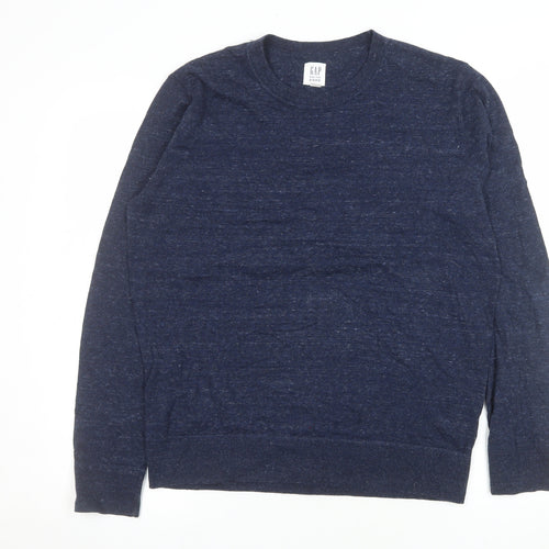 GAP Men's Blue Medium Cotton Crew Neck Pullover Jumper