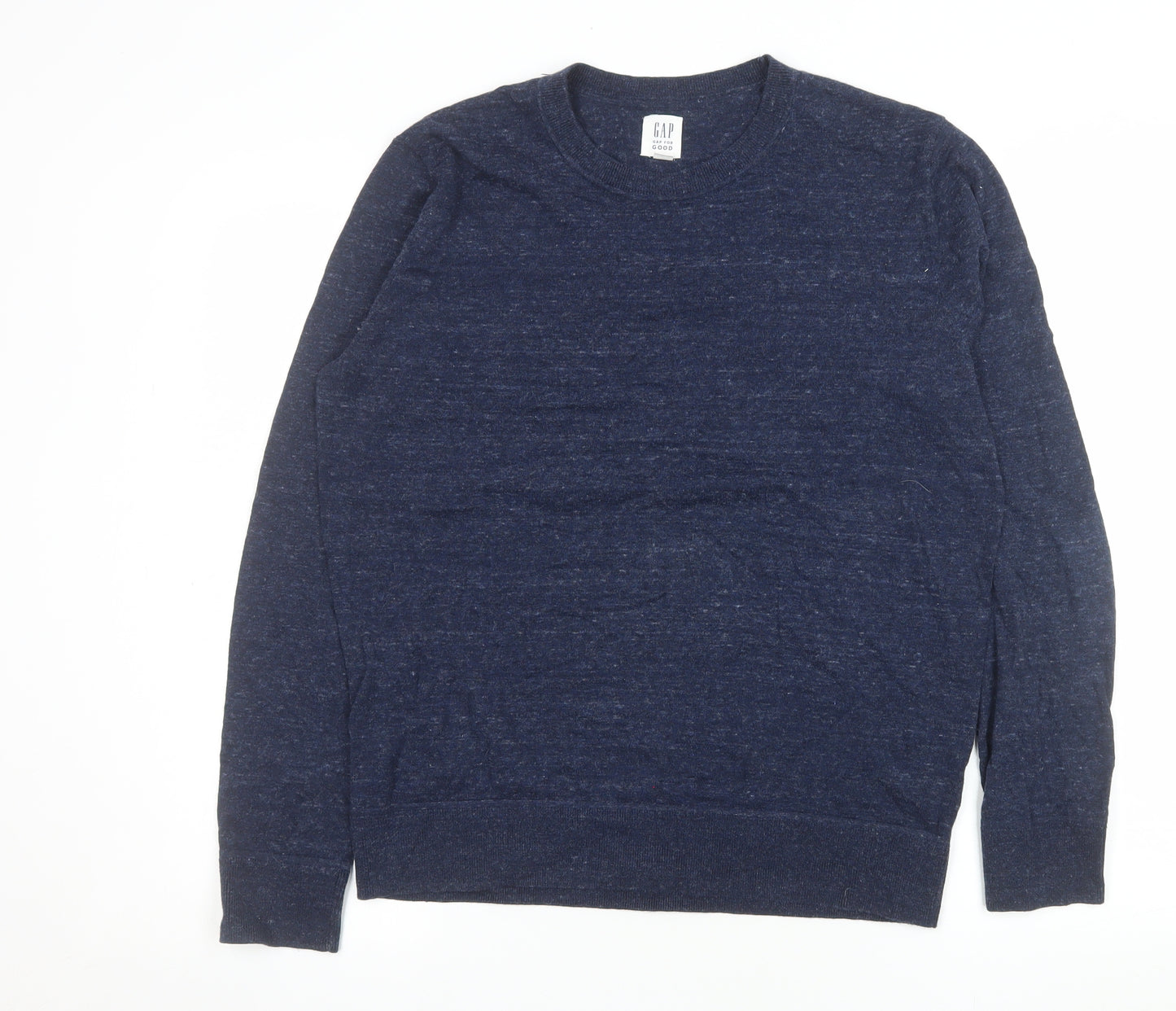 GAP Men's Blue Medium Cotton Crew Neck Pullover Jumper
