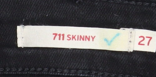 Levi's Women Black 711 Skinny Mid-Rise Stretch Denim Jeans Size 27