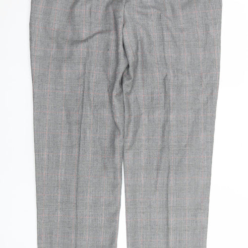 Marks and Spencer Mens Grey Check Wool Dress Pants 36R Regular Fit