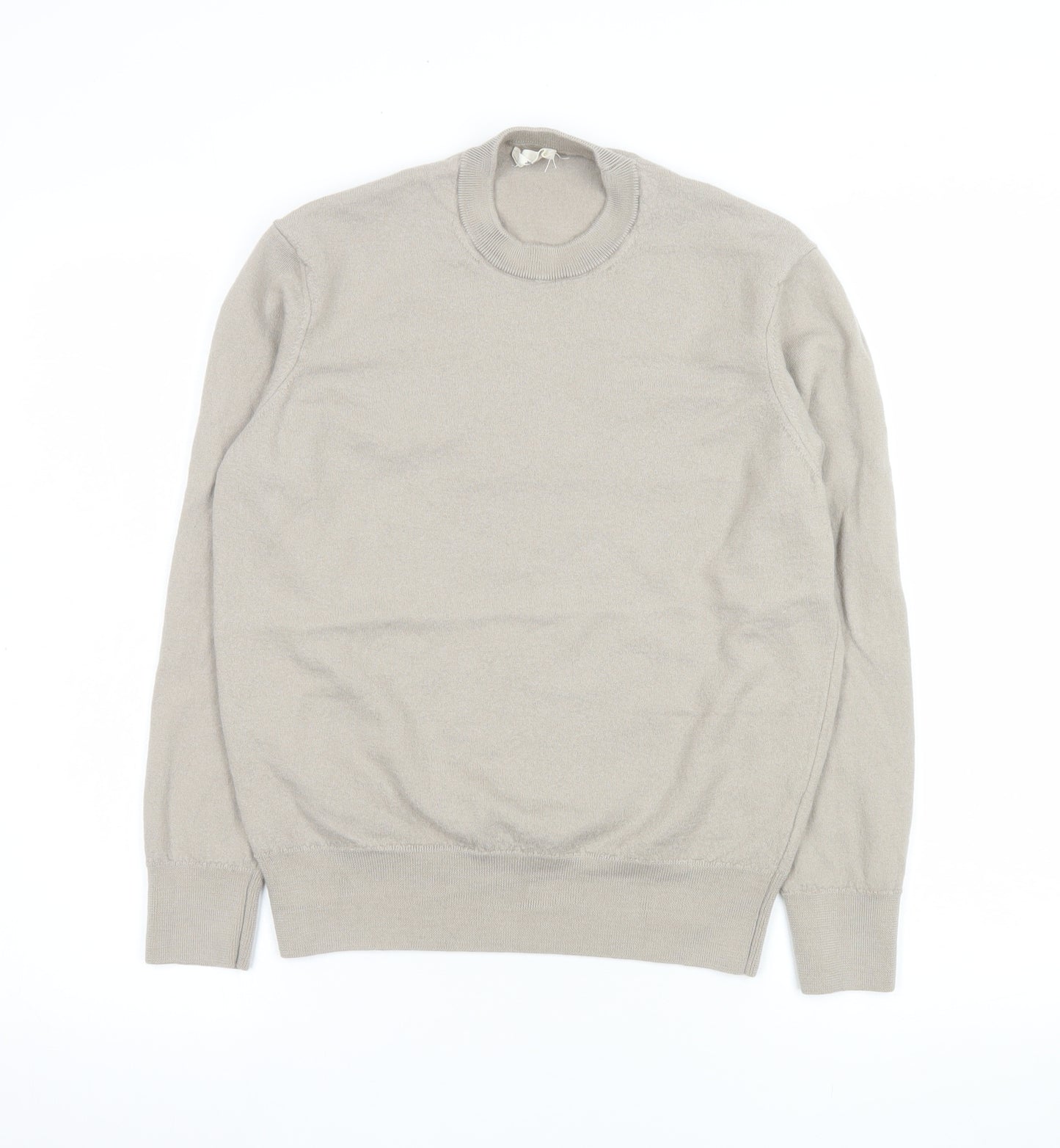 Zara Origins Men's Beige Wool Blend Crew Neck Jumper M