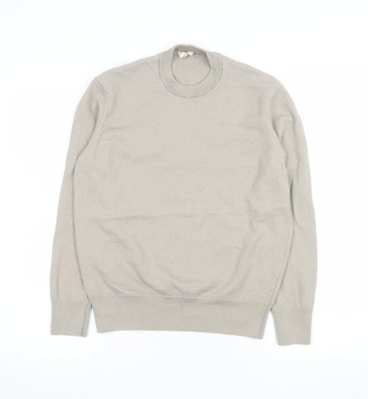 Zara Origins Men's Beige Wool Blend Crew Neck Jumper M