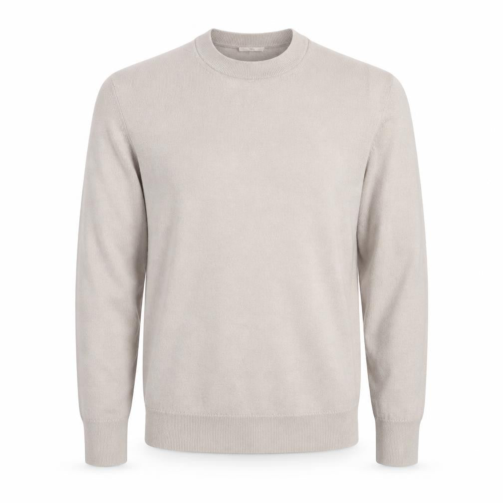 Front view of Zara Origins Men's Beige Wool Blend Crew Neck Jumper M