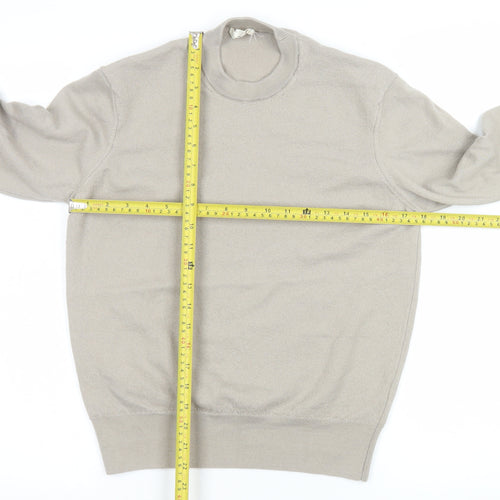 Zara Origins Men's Beige Wool Blend Crew Neck Jumper M