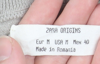 Zara Origins Men's Beige Wool Blend Crew Neck Jumper M