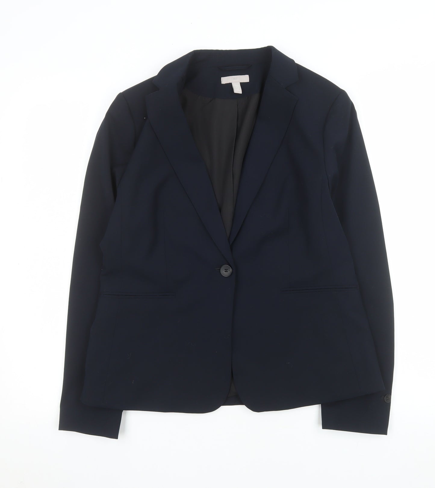 H&M Women Blue Regular Fit Single-Breasted Blazer Size 14