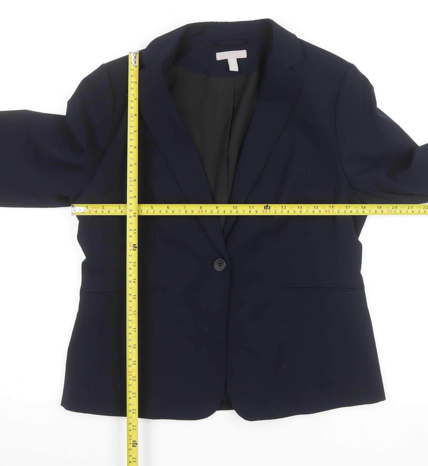 H&M Women Blue Regular Fit Single-Breasted Blazer Size 14