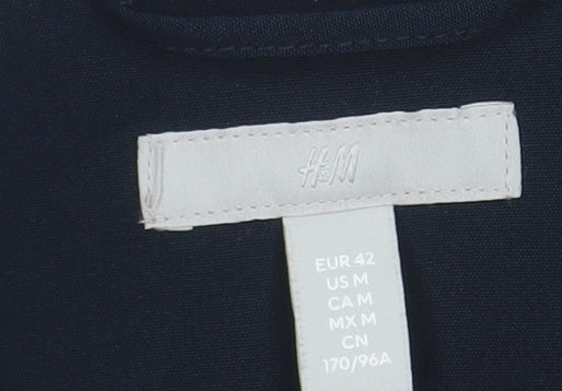 H&M Women Blue Regular Fit Single-Breasted Blazer Size 14