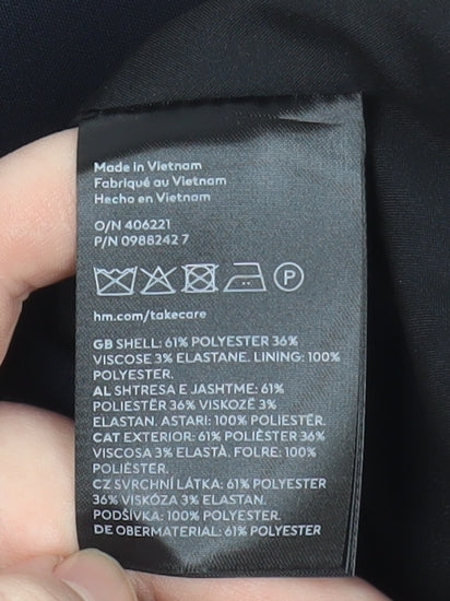 H&M Women Blue Regular Fit Single-Breasted Blazer Size 14