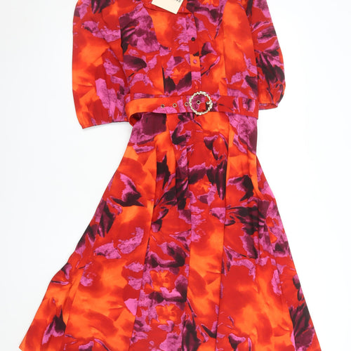 Girl In Mind Women's Multicoloured Floral Fit & Flare Dress Size 10