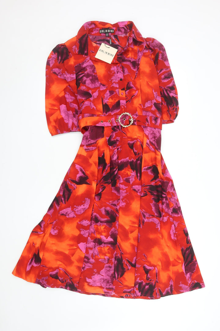 Girl In Mind Women's Multicoloured Floral Fit & Flare Dress Size 10