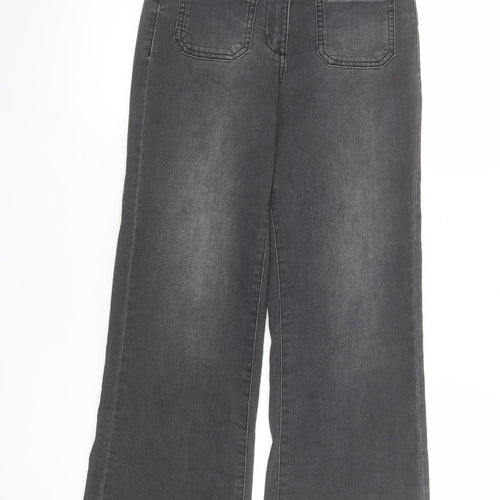 Next Girls Grey Wide-Leg Stretch Jeans 10 Years High Rise Casual