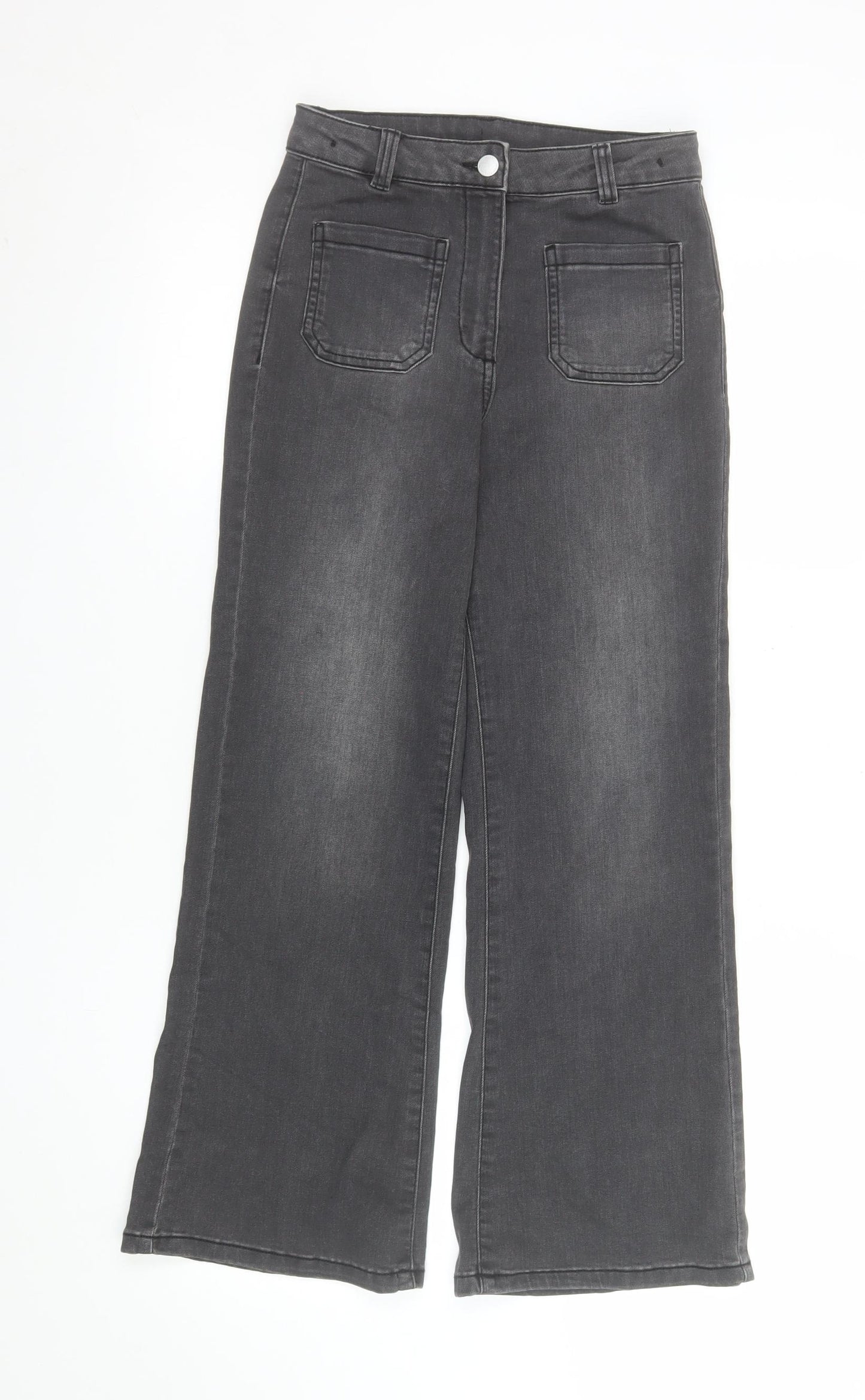 Next Girls Grey Wide-Leg Stretch Jeans 10 Years High Rise Casual