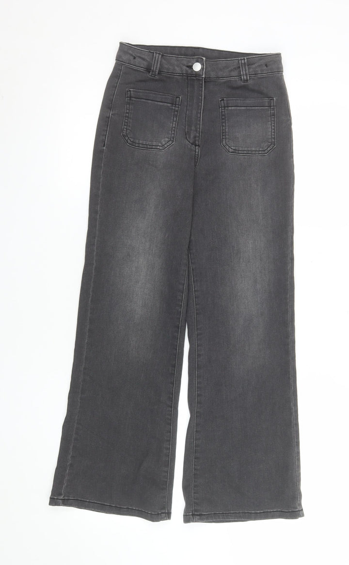 Next Girls Grey Wide-Leg Stretch Jeans 10 Years High Rise Casual