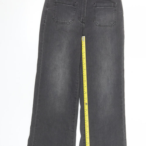 Next Girls Grey Wide-Leg Stretch Jeans 10 Years High Rise Casual