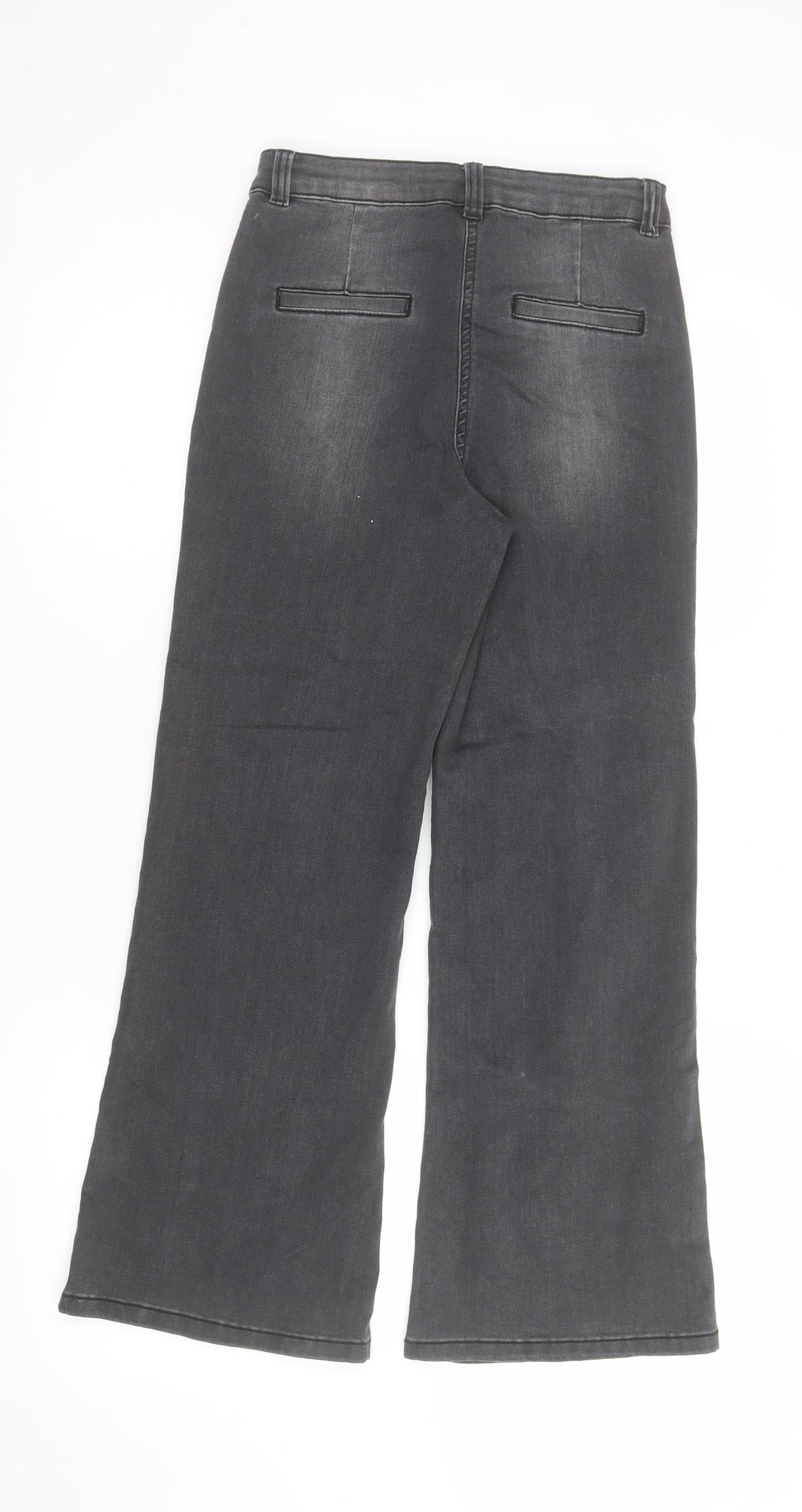 Next Girls Grey Wide-Leg Stretch Jeans 10 Years High Rise Casual