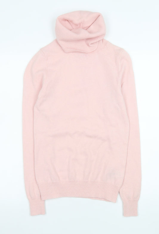 Marks and Spencer Women’s Pink Wool Cashmere Roll Neck Jumper XS