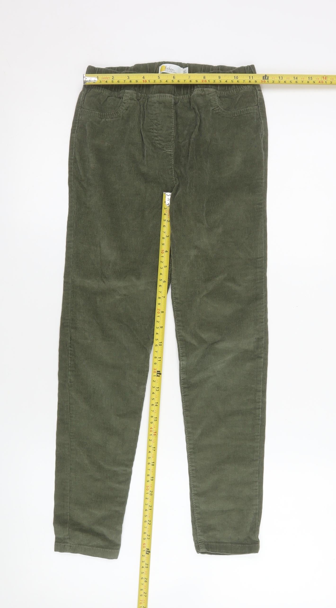 Boden Girls Green Corduroy Jegging Trousers 10 Years Elastic Waist