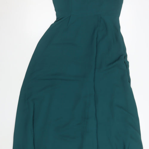 Rewritten Women's Green Long Slip Dress Size S V-Neck Sleeveless