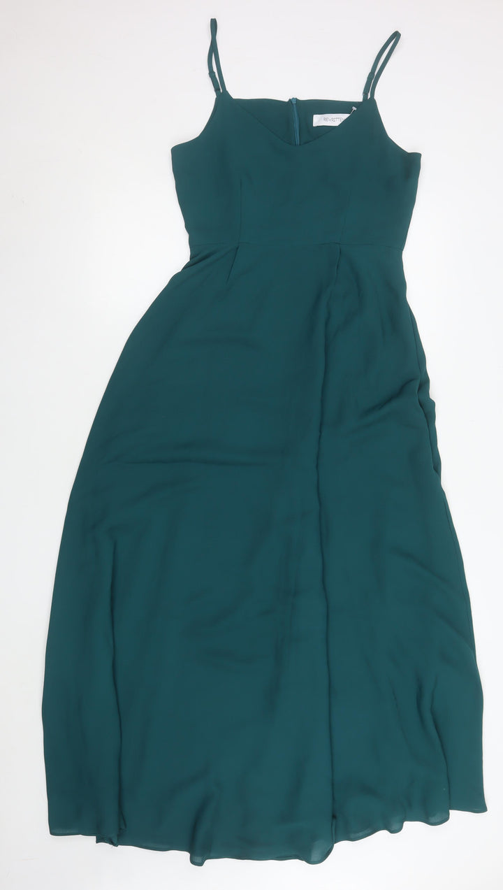 Rewritten Women's Green Long Slip Dress Size S V-Neck Sleeveless