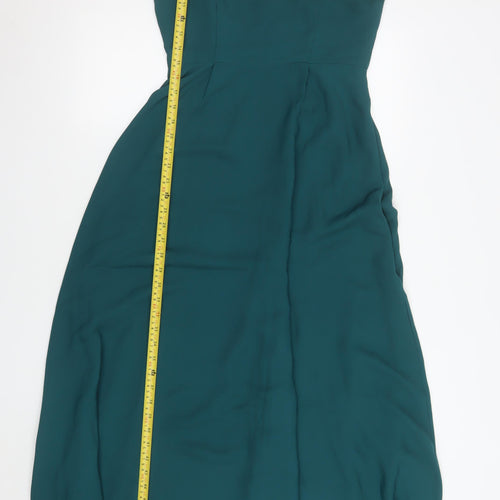 Rewritten Women's Green Long Slip Dress Size S V-Neck Sleeveless