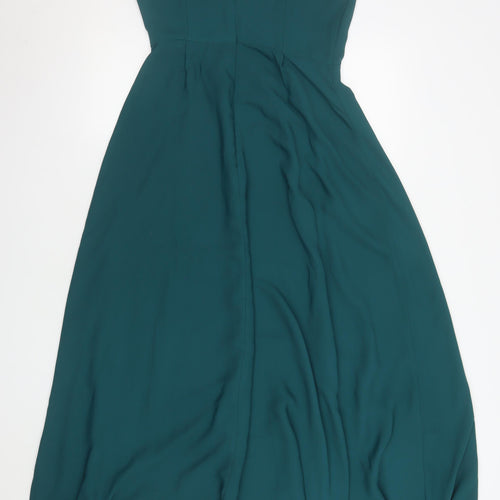 Rewritten Women's Green Long Slip Dress Size S V-Neck Sleeveless