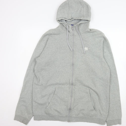Nike Mens Grey Full Zip Hooded Jacket XL Cotton Blend