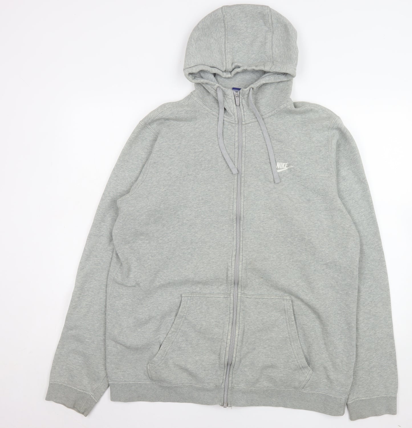 Nike Mens Grey Full Zip Hooded Jacket XL Cotton Blend