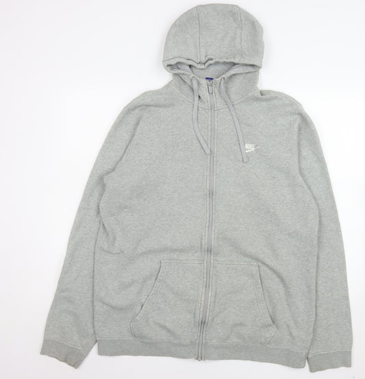 Nike Mens Grey Full Zip Hooded Jacket XL Cotton Blend