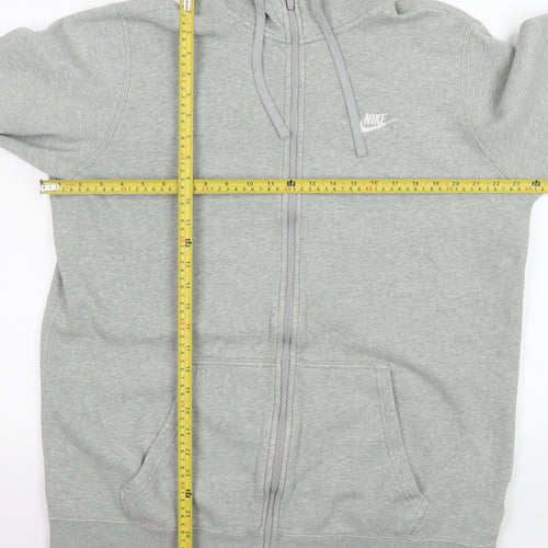 Nike Mens Grey Full Zip Hooded Jacket XL Cotton Blend
