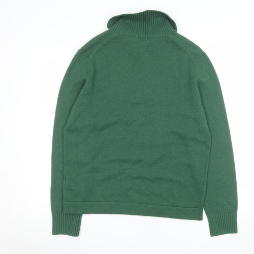 COS Men's Green Wool Cashmere Collared Henley Jumper M Regular