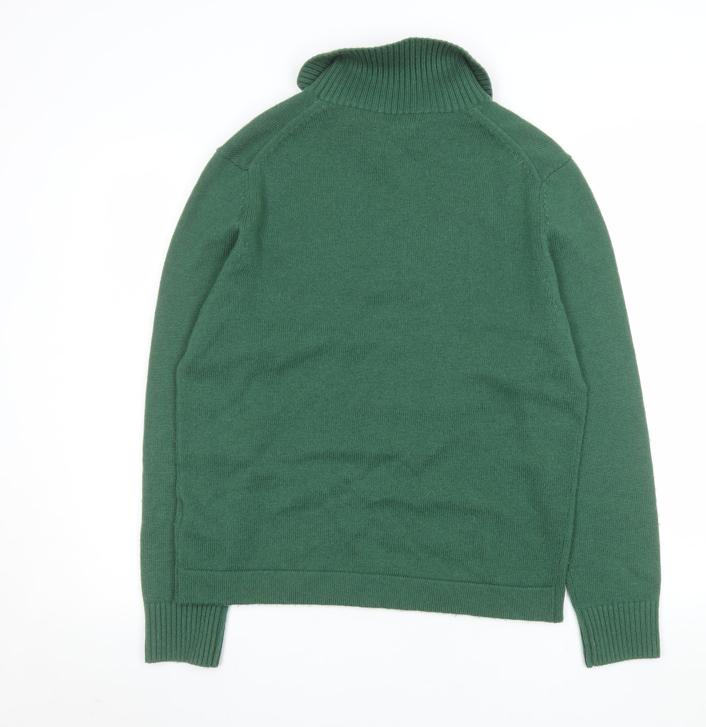 COS Men's Green Wool Cashmere Collared Henley Jumper M Regular