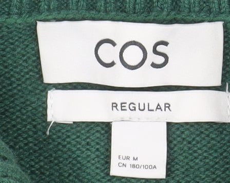 COS Men's Green Wool Cashmere Collared Henley Jumper M Regular