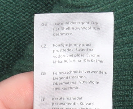 COS Men's Green Wool Cashmere Collared Henley Jumper M Regular