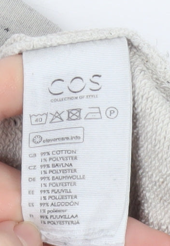 COS Women’s Grey Speckled Bow Neck Pullover Sweatshirt Size 12