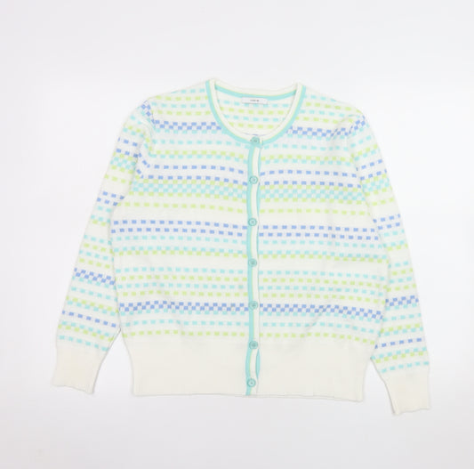 Lucia Womens Multicoloured Crew Neck Knit Cardigan Size 14