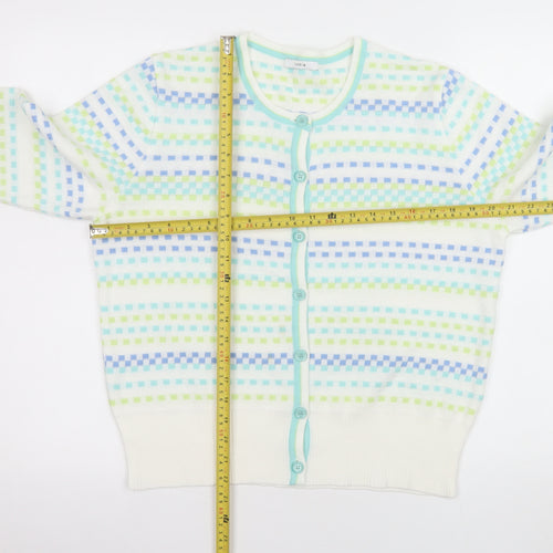 Lucia Womens Multicoloured Crew Neck Knit Cardigan Size 14